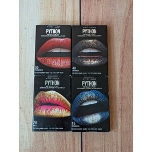 4 Pk Maybelline Python Metallic Lip Kit Passionate Venomous Wild Untamed‎